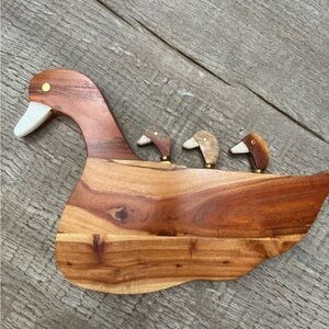 Anthropologie Wooden Duck Family cheese board